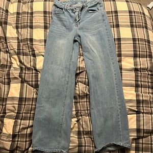 High Rise light wash straight leg jeans